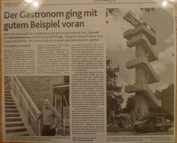 Zeitungsbericht über die Einweihung des neuen Turms im Limburger Dagblad